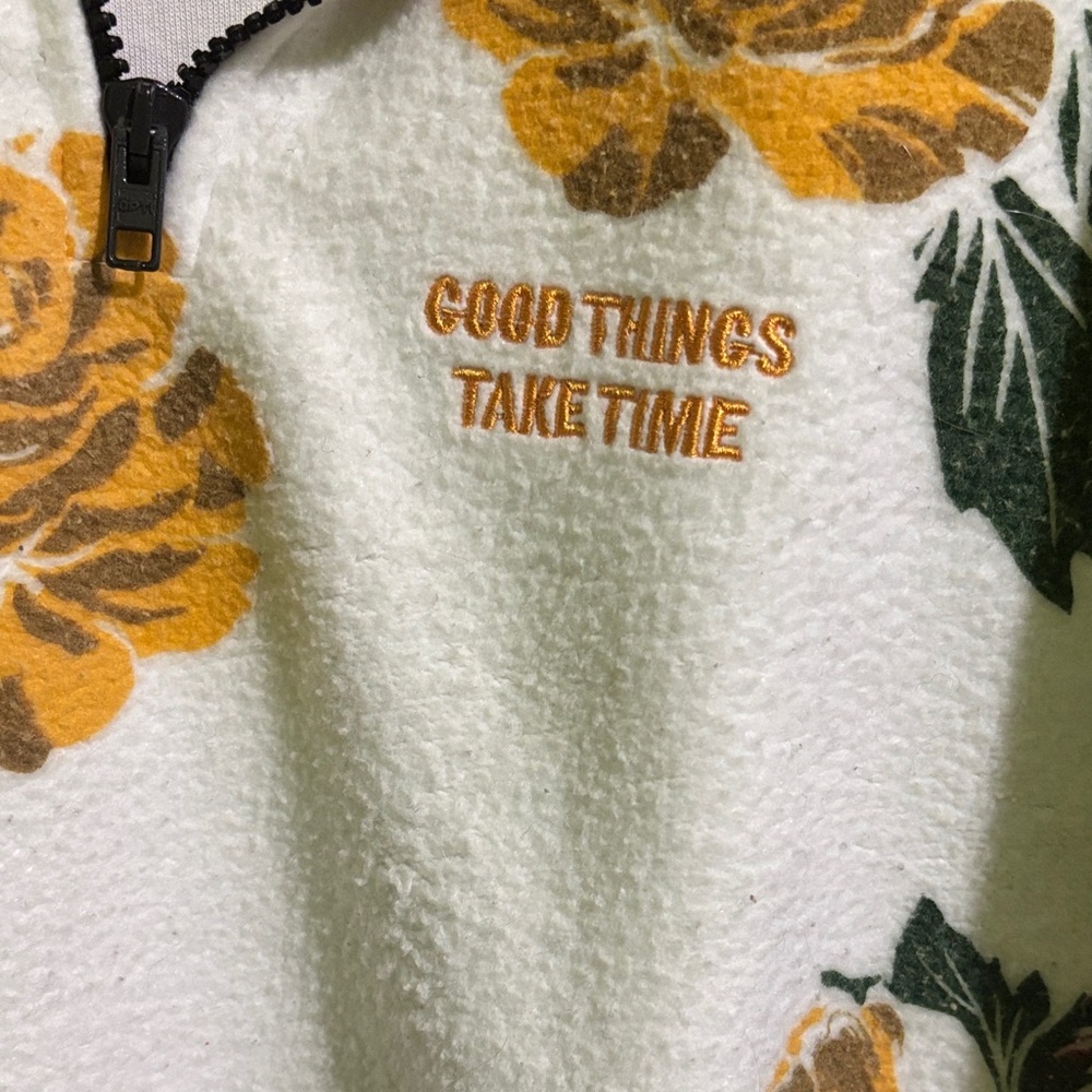 Urban Outfitters Floral Crop Top - “Good Things Take Time”- French Terry. - Picture 4 of 6